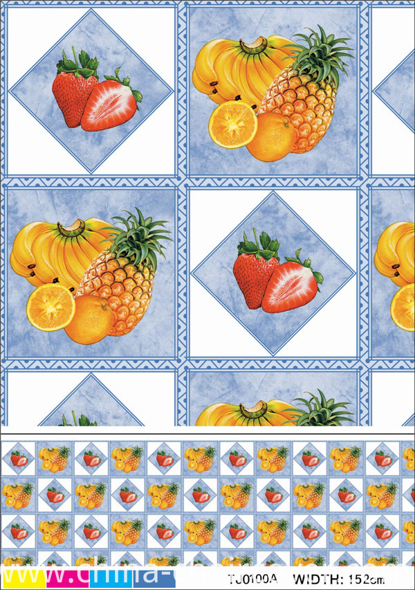 Oko-Tex 100 Full Color PVC Printed Tablecloth with Non-Woven/Spunlace Backing